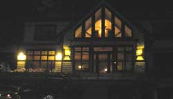The glow of lights in the evening
